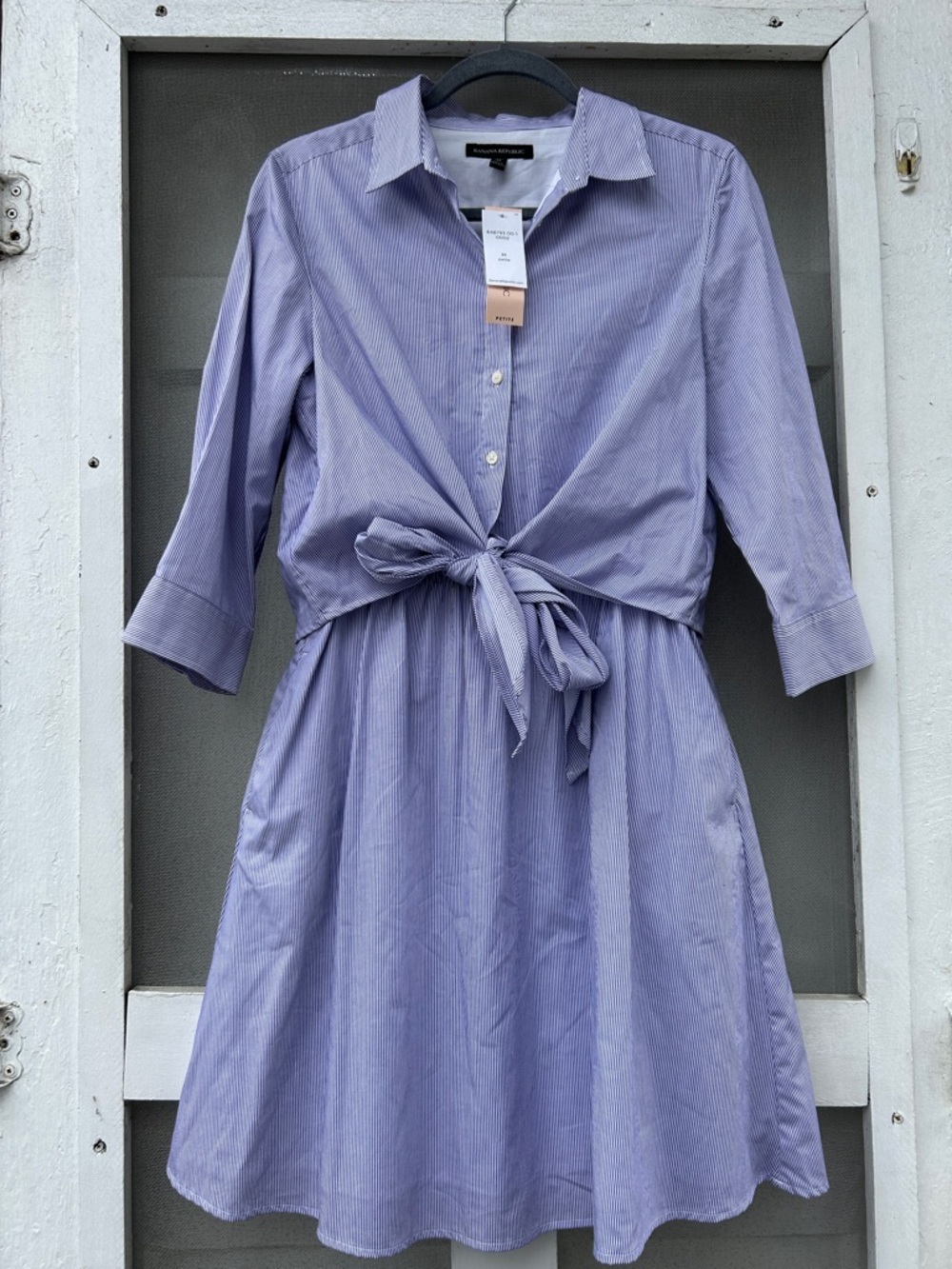 Button-Front Tie-Waist Shirt Dress